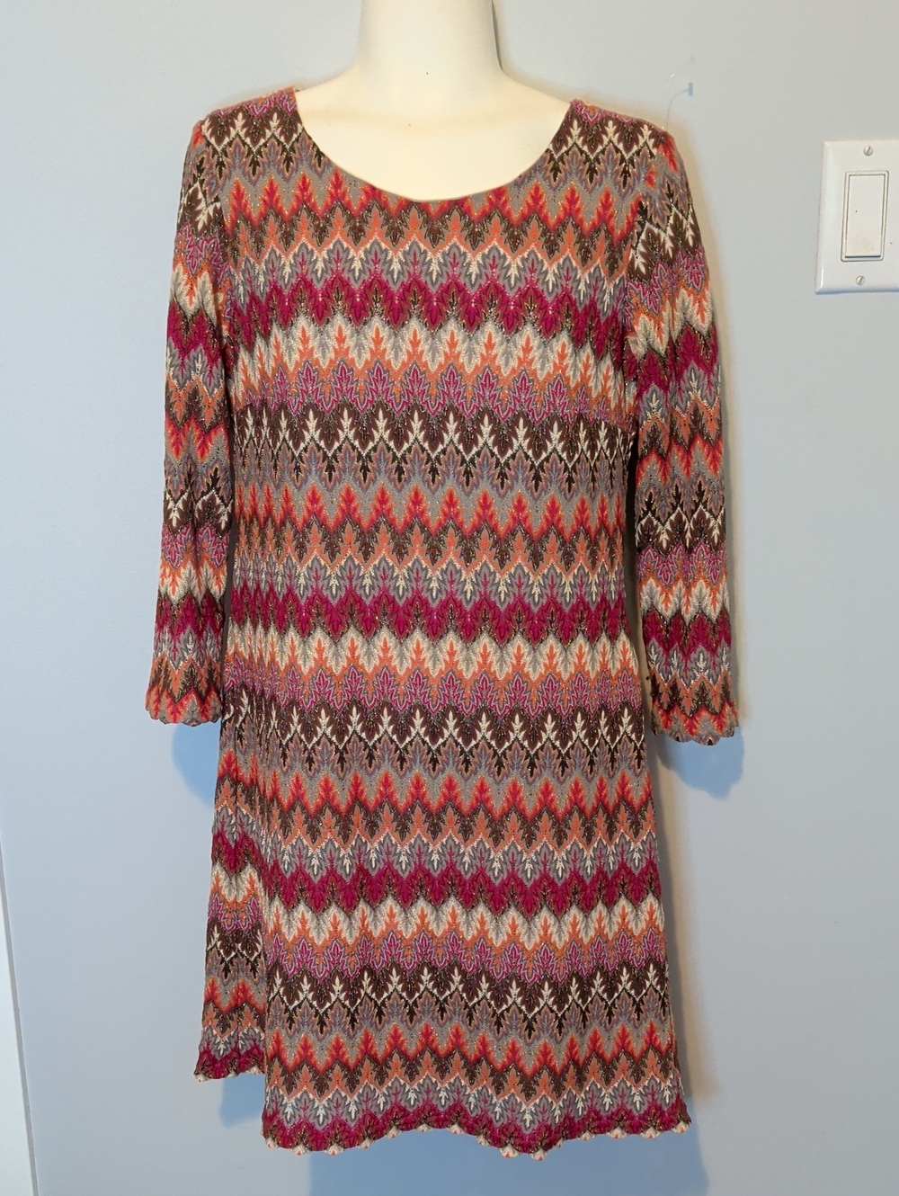 Simone Multicolor Zigzag Knit Shift Dress - Women
